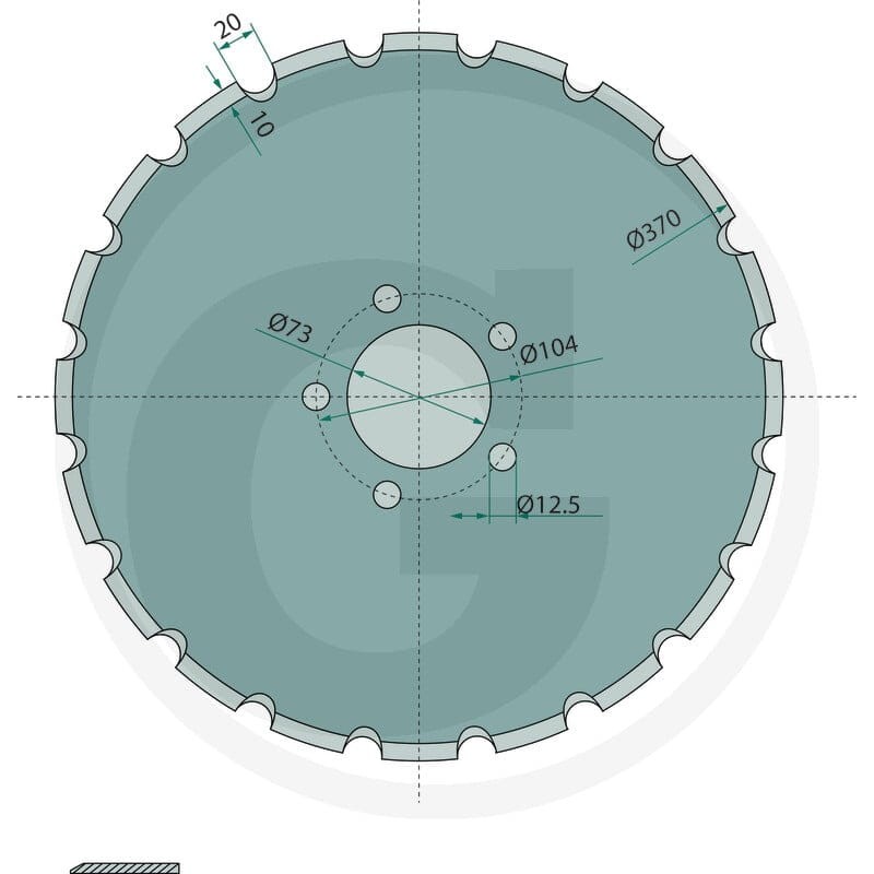 GRANIT Talerz, drobno ząbkowany 370x5 1800700085 - Sklep PoltechParts
