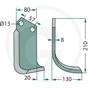 GRANIT Nóż wygięty 180HOW-05L