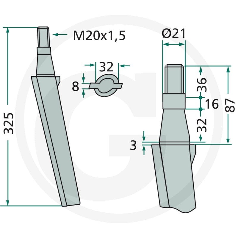 GRANIT Ząb brony aktywnej 180RH7 - Sklep PoltechParts