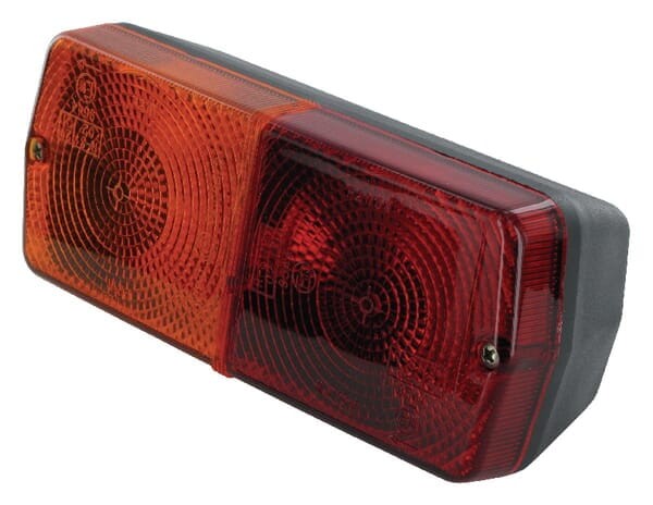 Lampa tylna zespolona, prostokątna 12V czerwona/pomarańczowa przykręcana 184x76 mm z wtyczką AMP Cobo 02431000