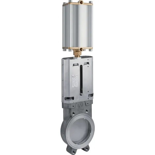 Zasuwy płytowe 4" st.nier. + Cylindry pneumatyczne