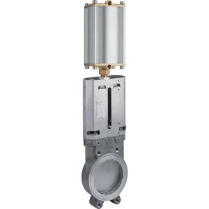 Zasuwy płytowe 4" st.nier. + Cylindry pneumatyczne
