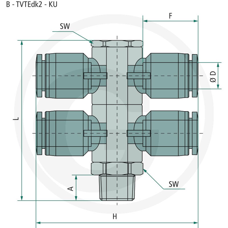 GRANIT B-TVTEdk2-8-3/8-KU Rozdzielacz - trójnik 60603181650 - Sklep PoltechParts