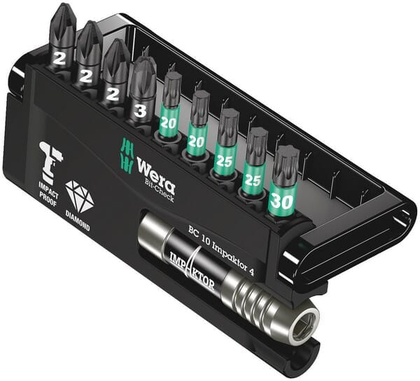 Zestaw bitów diamentowych Impaktor 1/4" Bit-Check® Impaktor 4 Wera 10 ele. 05057417001WERA