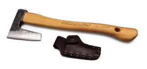 Toporek Masarski, Myśliwski, Z Pokostowanym Trzonkiem Z Hikory (USA) Z Skórzanym Etui