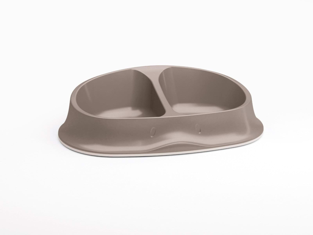 Miska Chic z tworzywa sztucznego, beżowa, podwójna, 2 x 250 ml, Stefanplast