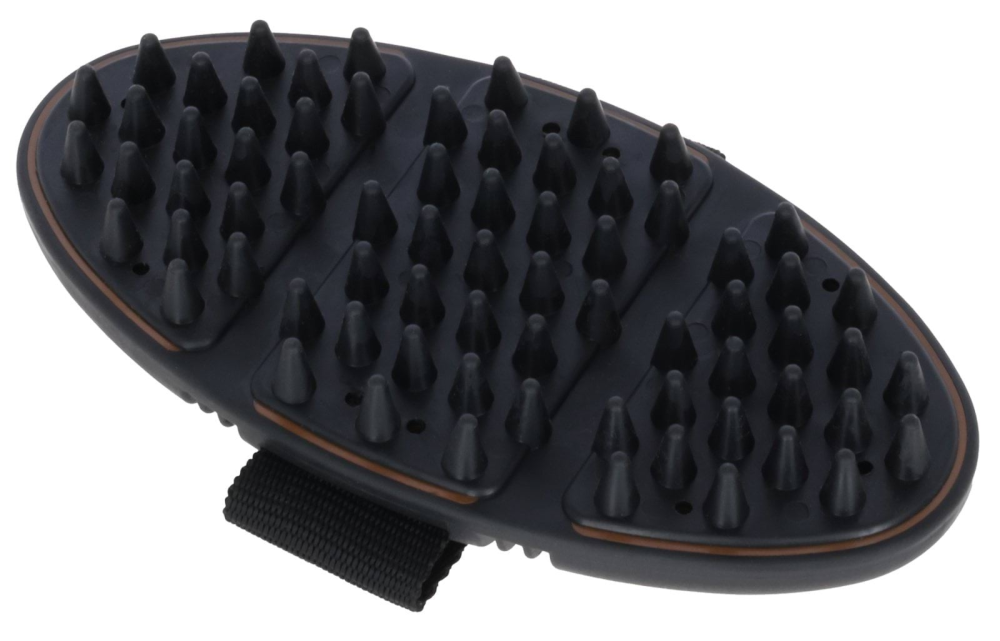 Zgrzebło z wypustkami Flex 2K, brązowy/czarny, 18,5 cm, Covalliero