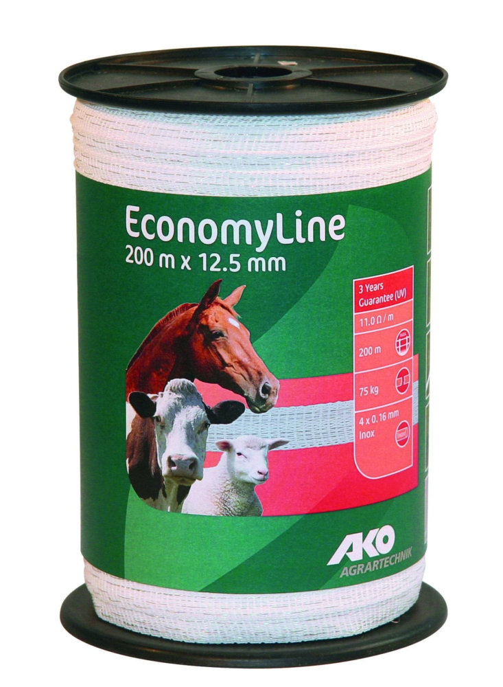 Taśma ogrodzeniowa ECONOMY, 200m x 12,5mm, biała, Kerbl