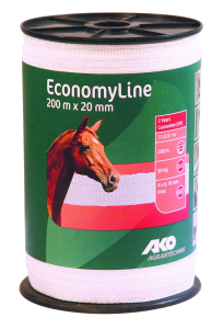 Taśma ogrodzeniowa ECONOMY 200 m x 20 mm, biała, AKO