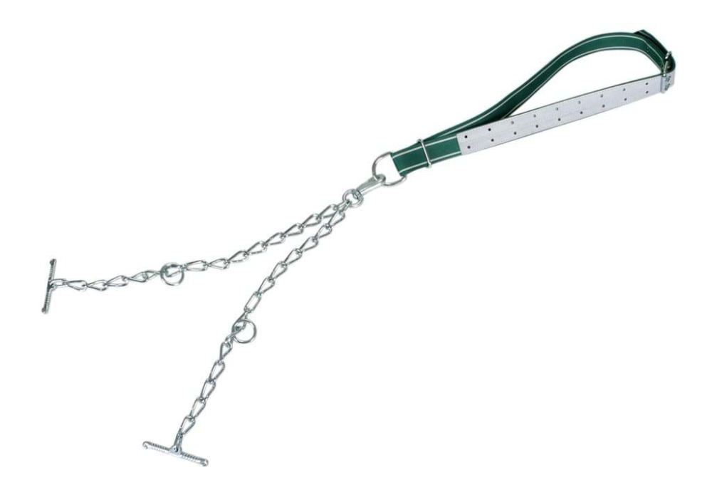 Wiązanie dla byka z 2 łańcuchami Classic, 150 x 5,5 cm, biały/zielony, Kerbl
