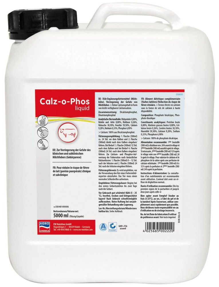 Preparat uzupełniający niedobory wapnia i fosforu u krów, Calz-o-Phos, 5000 ml, Agrochemica
