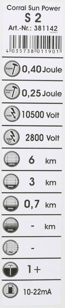 Elektryzator solarny Corral SunPower S 2,… | poltechparts.pl