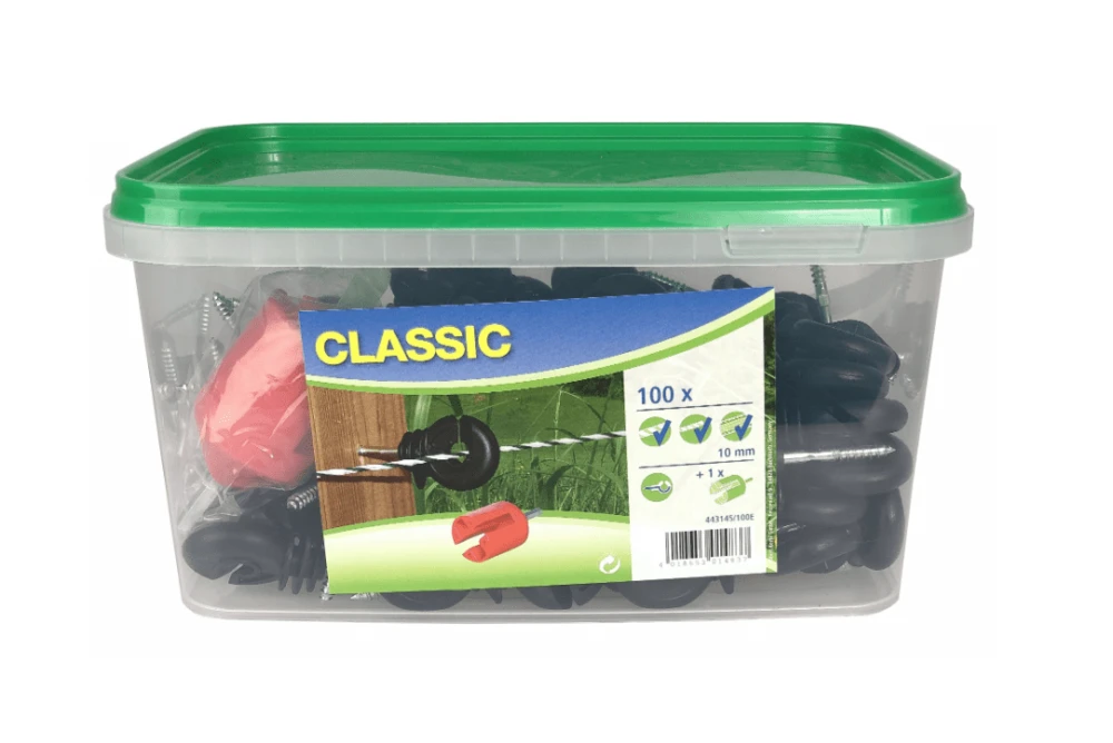 Izolator do plecionek i drutu CLASSIC, 100 szt., z pokrętłem do szybkiego wkręcania, Kerbl