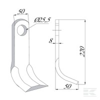 Nóż bijaka 50x220 mm R.C. | poltechparts.pl