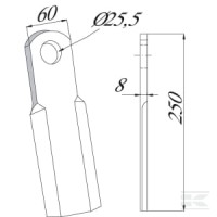 Nóż bijaka 60x250 mm pasuje Ferri | poltechparts.pl