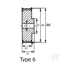 Koło do pasa zębatego T5-25, 25 zębów | poltechparts.pl
