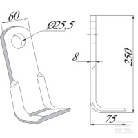 Nóż bijaka 60x250 mm pasuje do Ferri | poltechparts.pl