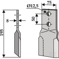 Nóż obrotowy 75x195 mm lewy Perfect | poltechparts.pl