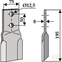 Nóż obrotowy 75x195 mm prawy Perfect | poltechparts.pl