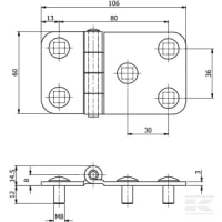 Zawias płaski czarny powlekany, typ 1 | poltechparts.pl