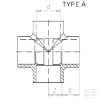 Czwórnik PCW-U VdL, 63 x 63 x 63 x 63 mm | poltechparts.pl