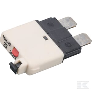 Bezpiecznik termiczny, manualny reset 28V 25A L=34.4 mm biały E.T.A