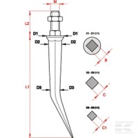 Zęby brony zagięte M16 16 mm Vk. | poltechparts.pl