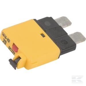 Bezpiecznik termiczny, manualny reset 28V 20A L=34.4 mm żółty E.T.A
