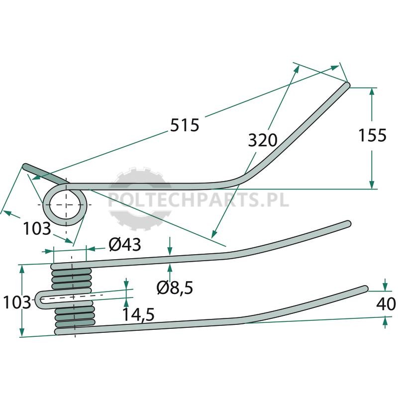 Palec zgrabiarki pokosowej - 525525153 - Sklep rolniczy PoltechParts