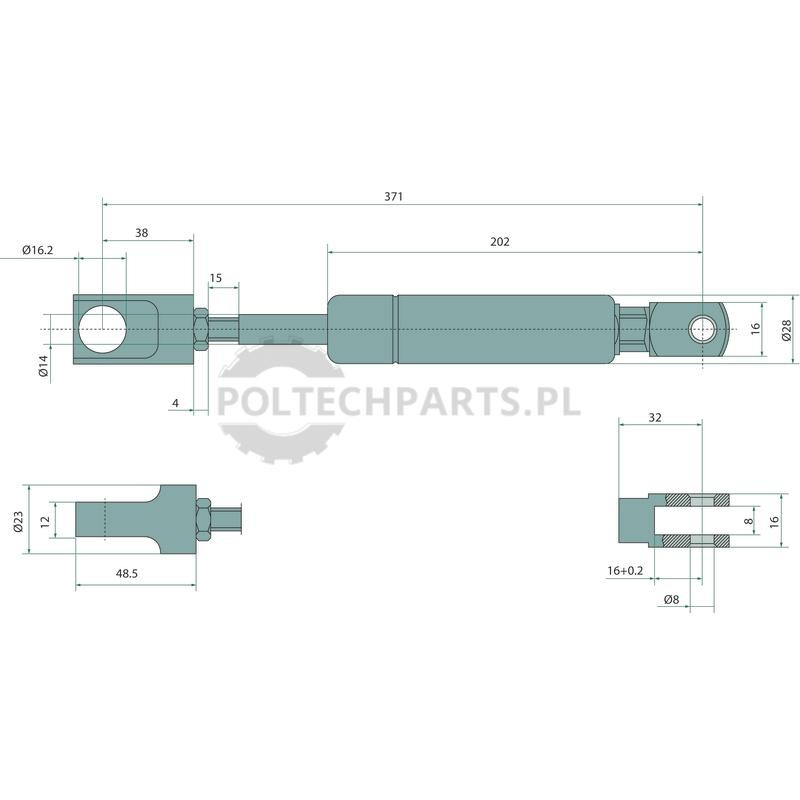 Gasfeder 900N | poltechparts.pl