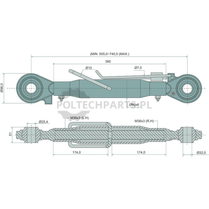 Mechanischer Oberlenker - 19310147 - Sklep rolniczy PoltechParts