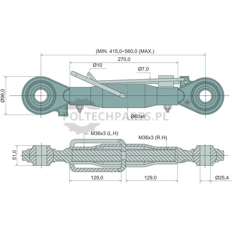 Mechanischer Oberlenker - 19317543 - Sklep rolniczy PoltechParts