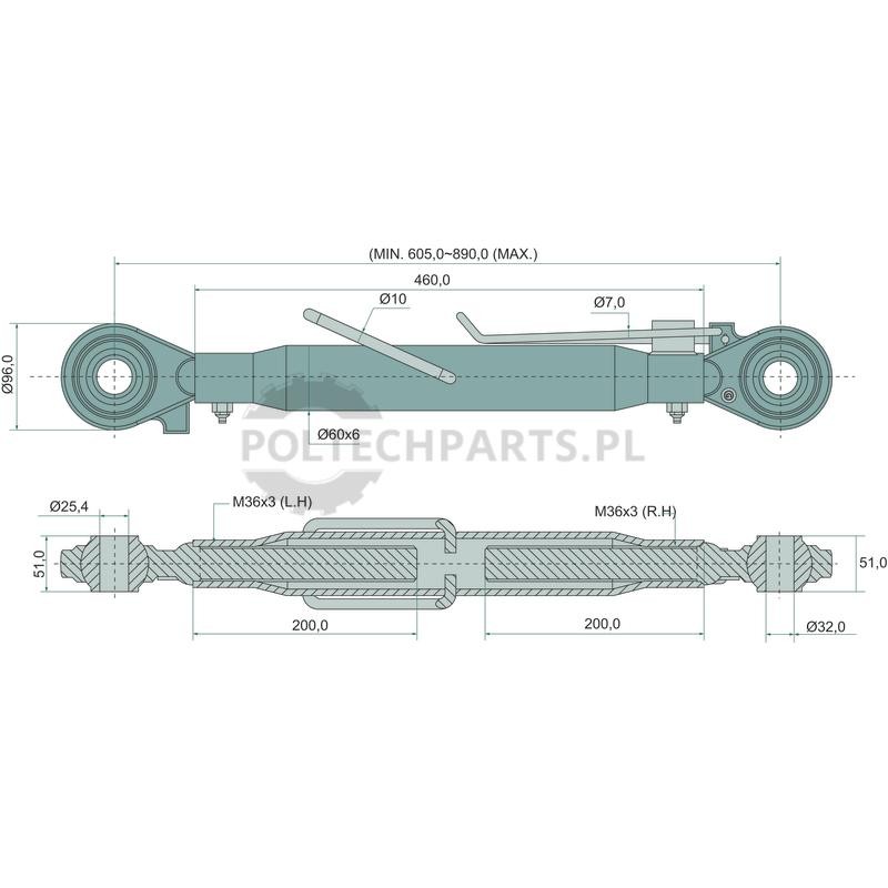 Mechanischer Oberlenker - 19320618 - Sklep rolniczy PoltechParts