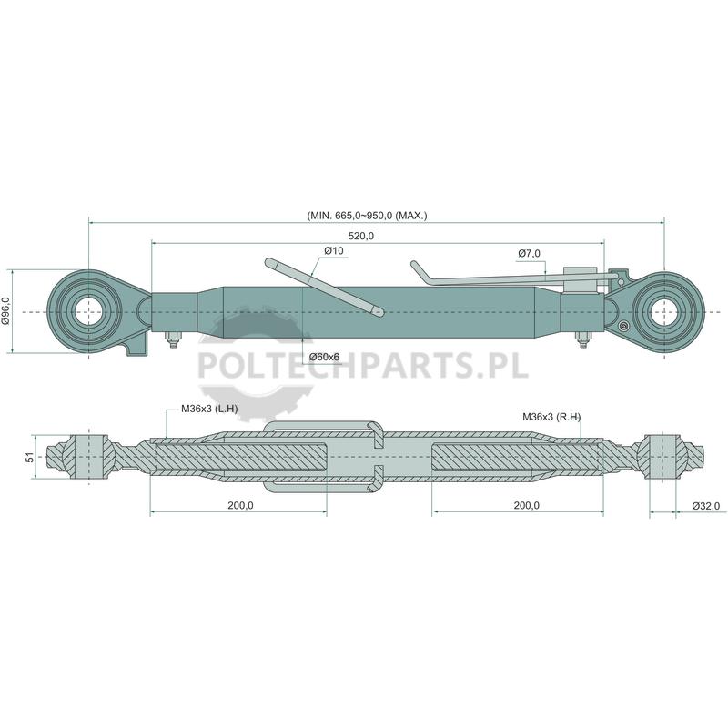 Mechanischer Oberlenker - 19310948 - Sklep rolniczy PoltechParts