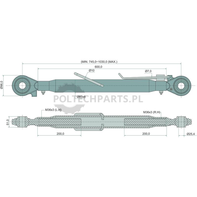 Mechanischer Oberlenker - 19319012 - Sklep rolniczy PoltechParts