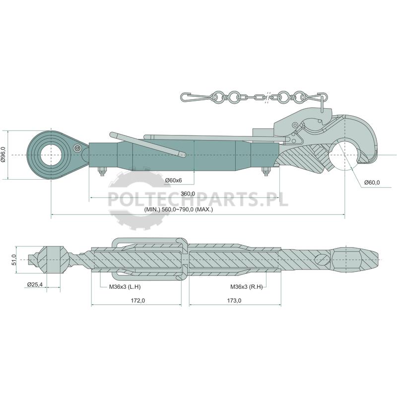 Mechanischer Oberlenker - 19314542 - Sklep rolniczy PoltechParts