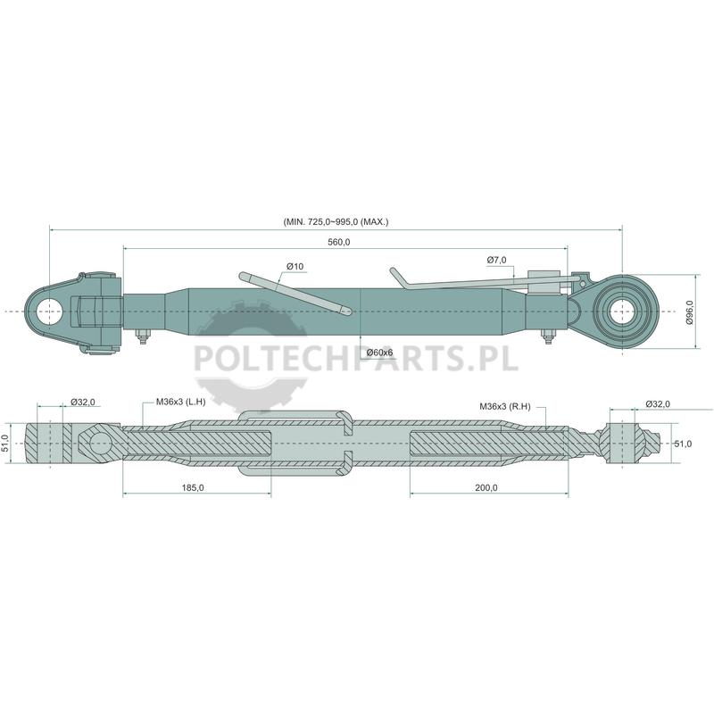 Mechanischer Oberlenker - 19317451 - Sklep rolniczy PoltechParts