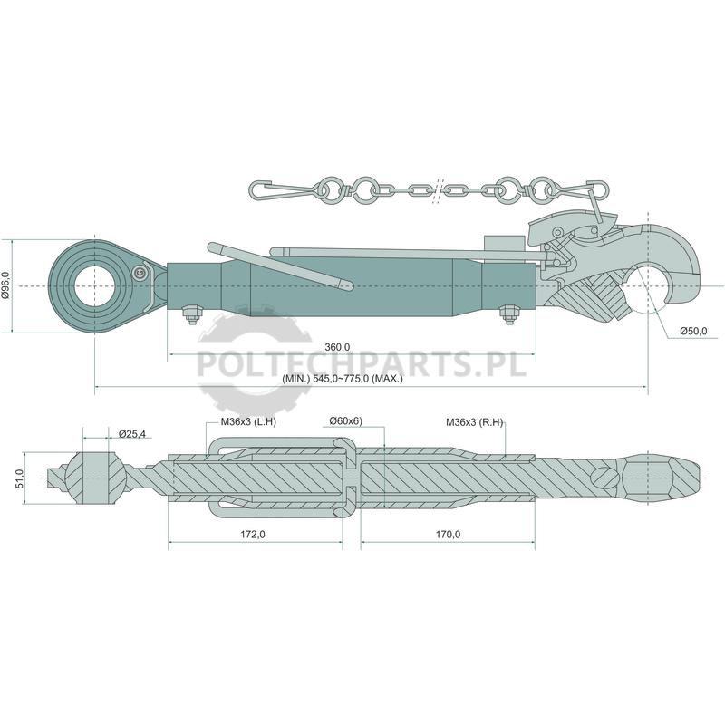 Mechanischer Oberlenker - 19317226 - Sklep rolniczy PoltechParts