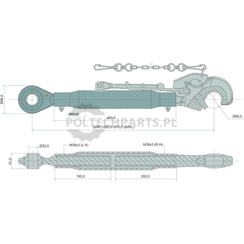 Mechanischer Oberlenker - 19318021 - Sklep rolniczy PoltechParts