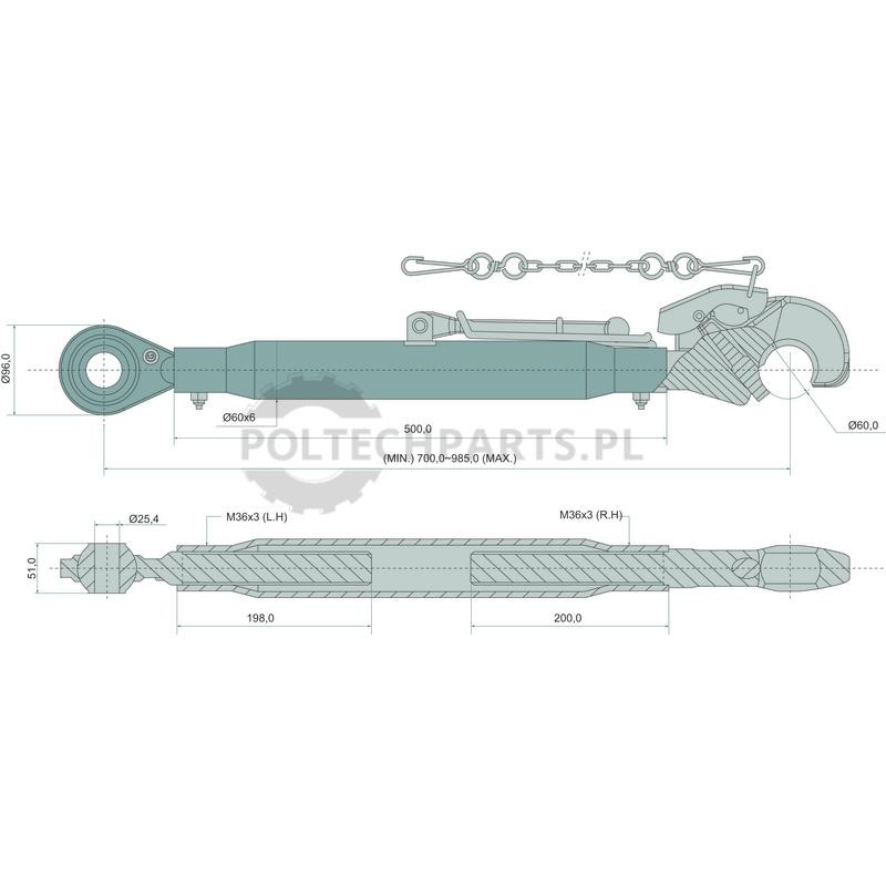 Mechanischer Oberlenker - 19309228 - Sklep rolniczy PoltechParts