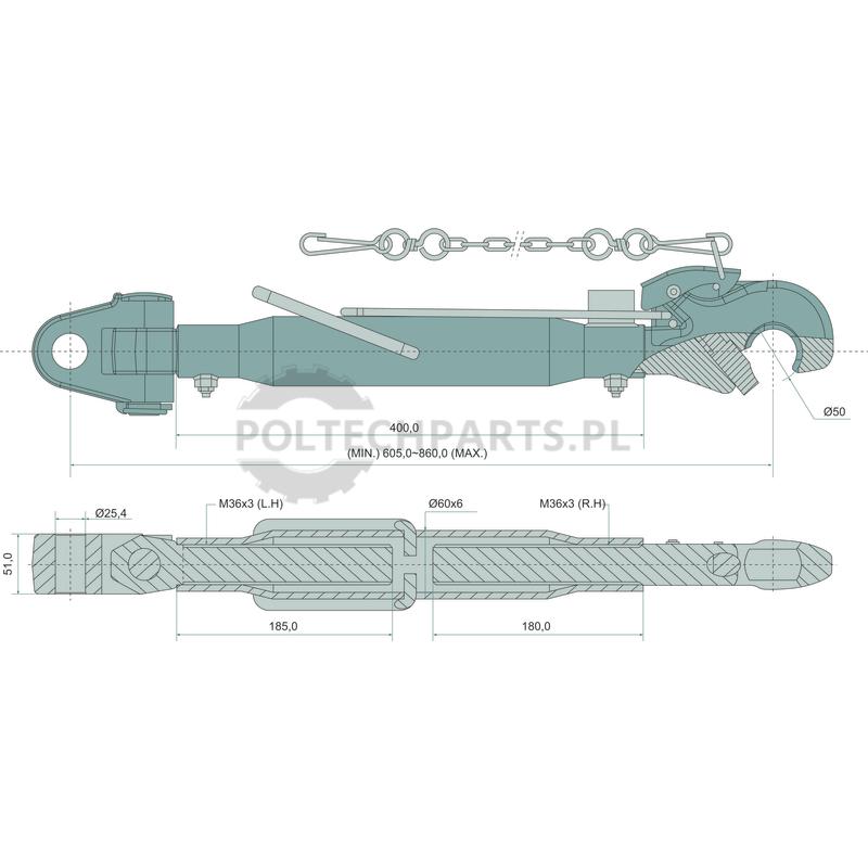 Mechanischer Oberlenker - 19305749 - Sklep rolniczy PoltechParts