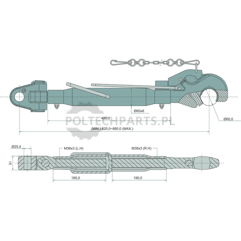Mechanischer Oberlenker - 19318022 - Sklep rolniczy PoltechParts