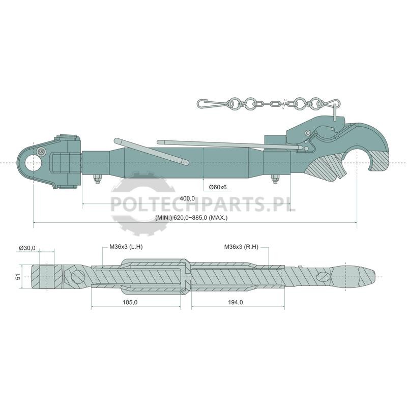 Mechanischer Oberlenker - 19337566 - Sklep rolniczy PoltechParts