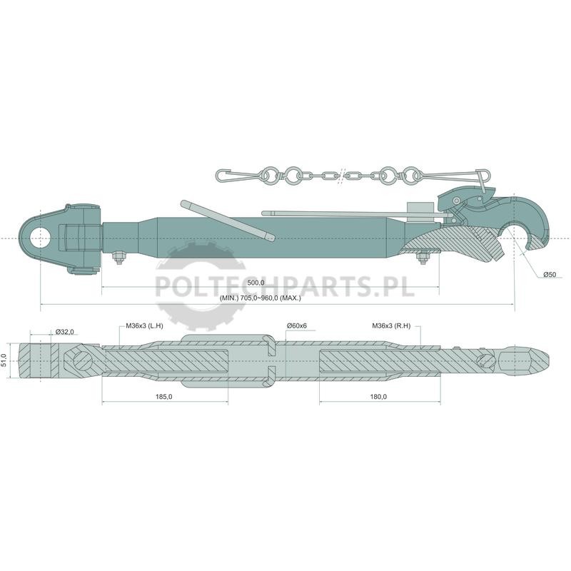 Mechanischer Oberlenker - 19330576 - Sklep rolniczy PoltechParts