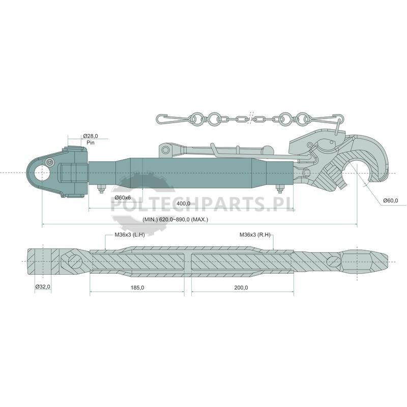 Mechanischer Oberlenker - 19330779 - Sklep rolniczy PoltechParts
