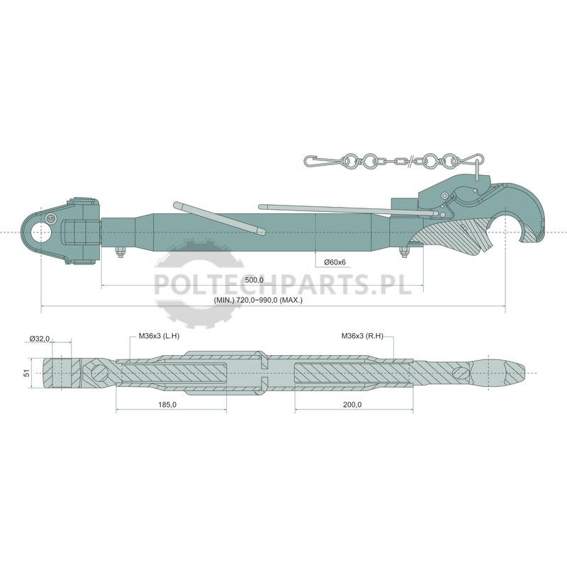 Mechanischer Oberlenker - 19317227 - Sklep rolniczy PoltechParts