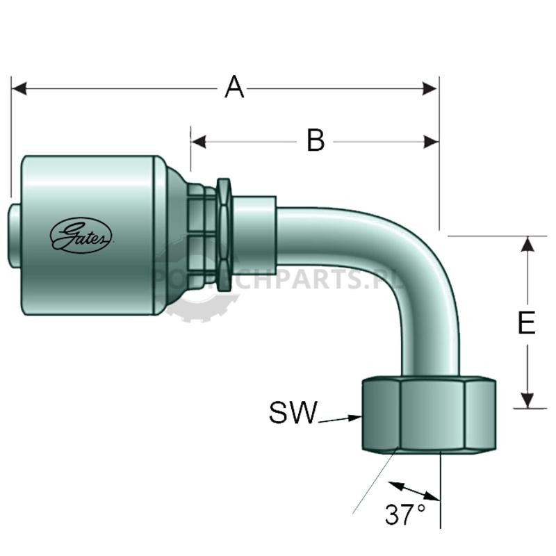 PNE 08 DKJ 9/16" 90° SL=23