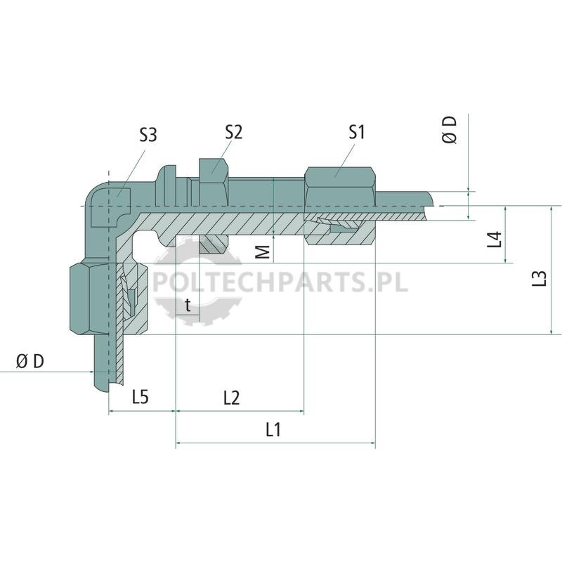 Złącze grodziowe kolankowe, stal nierdz. | poltechparts.pl