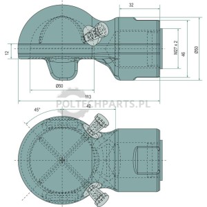 Ucho zaczepu K50 M27x2 z blokadą obrotu