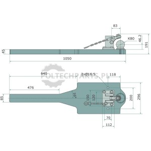 Płyta nośna K80® z konturem 296x1050x50